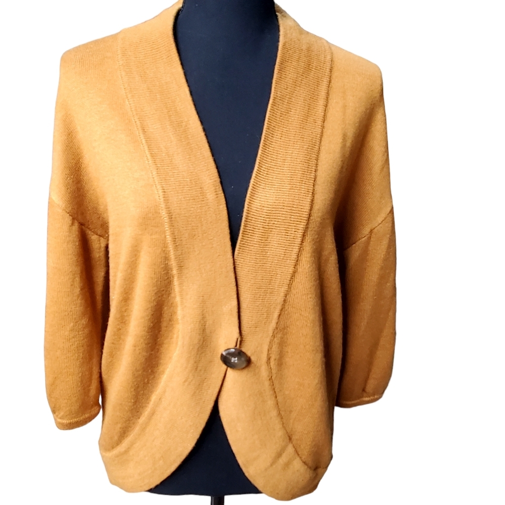 ANN TAYLOR Rust Color Knit Cardigan, 3/4 Sleeves. Size M